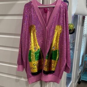 QUEEN OF SPARKLES Pink Sequin Long Sleeve Dress